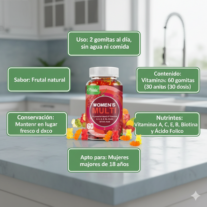 💖 Gomitas multivitamínicas para mujeres activas