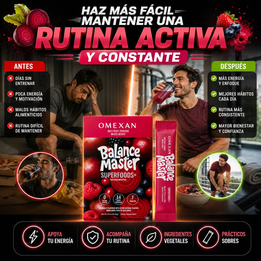Balance Master Superfoods+ Super Reds de Betabel y Frutos Rojos-Acompaña tu rutina de entrenamiento